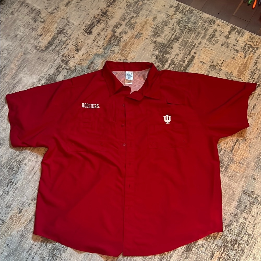 Indiana University Hoosiers Red Short Sleeve Button Down Shirt 2XL Proed…